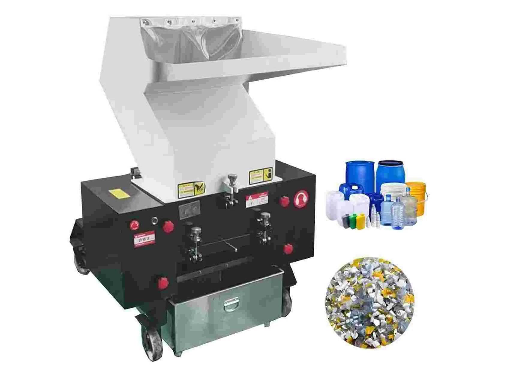 Rigid HDPE and PP plastic containers with crushed flakes